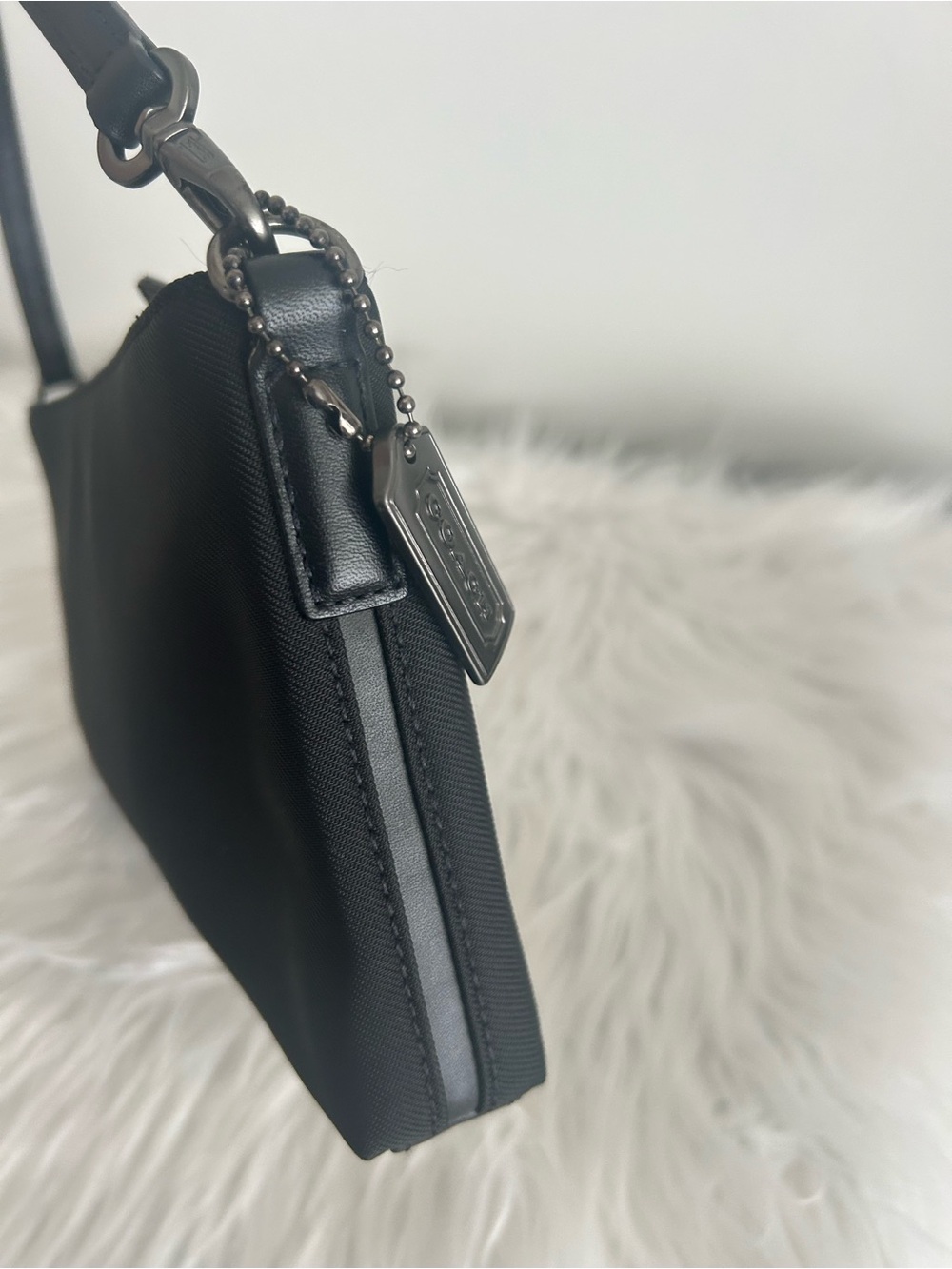Coach Black Nylon Baguette Shoulder Bag Y2K Mini Zip Top Purse - Picture 9 of 16
